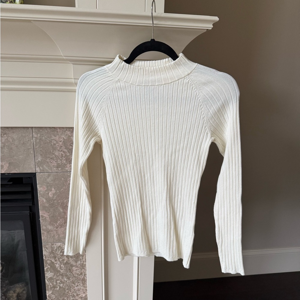H&M Cream Ribbed Knit Sweater